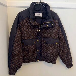 Celine Black & Brown Triomphe Puffer Jacket